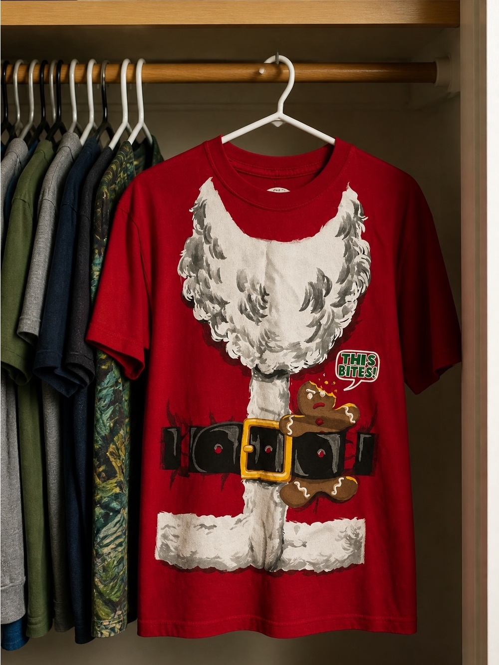 Red Holiday Santa Graphic Tee NWOT